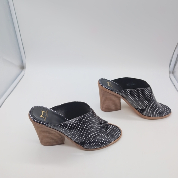 Women's Black and White Polka Dot Heeled Mules Mivolla By Marc Fisher - Picture 5 of 9